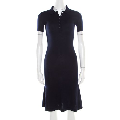 Ralph Lauren Navy Blue Cashmere and Silk Knit Polo Midi Dress XS - Ralph Lauren - Modalova