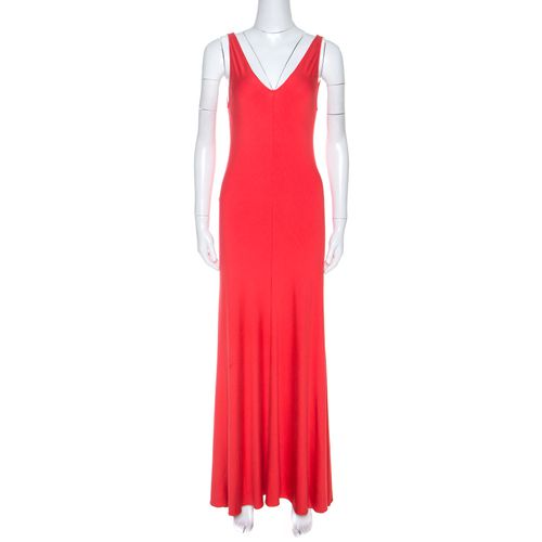 Ralph Lauren Coral Pink Jersey Sleeveless Jenny Maxi Dress M - Ralph Lauren - Modalova