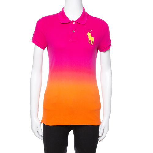 Ralph Lauren Pink Ombre Cotton Pique Skinny Polo T-Shirt M - Ralph Lauren - Modalova