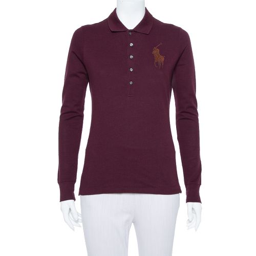 Ralph Lauren Burgundy Pique Knit Long Sleeve Polo T Shirt M - Ralph Lauren - Modalova