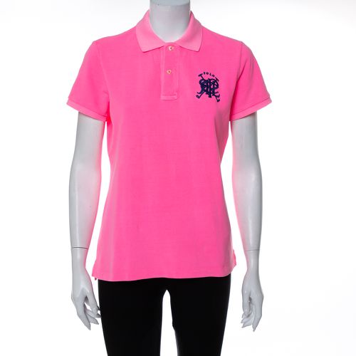 Ralph Lauren Neon Pink Cotton Pique Skinny Polo T-Shirt L - Ralph Lauren - Modalova