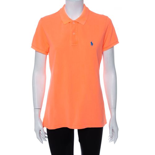 Ralph Lauren Neon Orange Cotton Pique Skinny Polo T-Shirt L - Ralph Lauren - Modalova