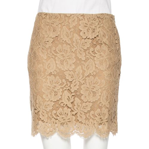 Ralph Lauren Beige Floral Lace Scallop Hem Mini Skirt M - Ralph Lauren - Modalova