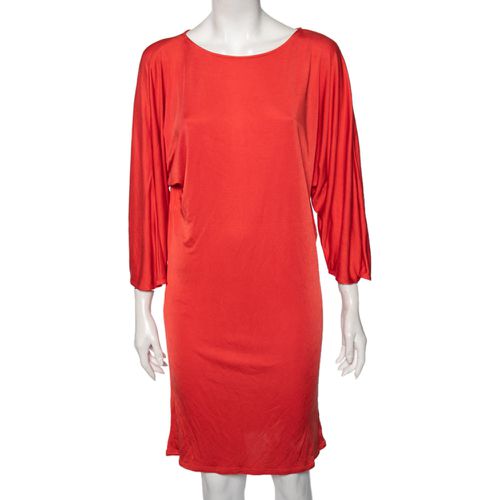 Ralph Lauren Coral Orange Silk Scoop Neck Detail Shift Dress M - Ralph Lauren - Modalova