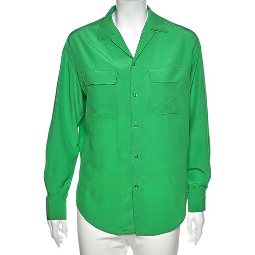 Ralph Lauren Green Silk Pocketed Button Front Shirt M - Ralph Lauren - Modalova