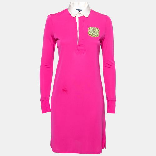 Ralph Lauren Pink Jersey Embroidered Long Sleeve Dress S - Ralph Lauren - Modalova