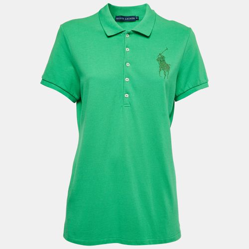 Ralph Lauren Green Cotton Crystal Logo Embellished Polo T-Shirt XL - Ralph Lauren - Modalova