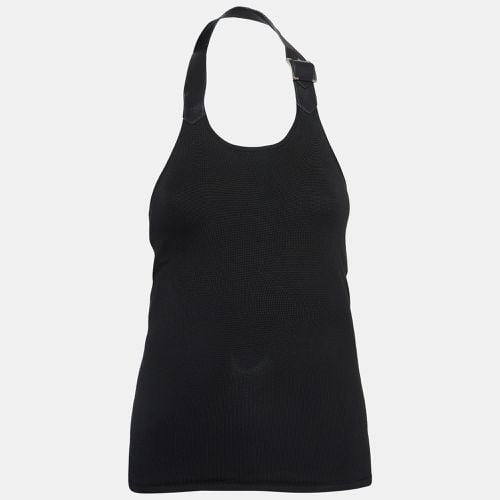 Ralph Lauren Black Leather Strap Rib Knit Tank Top XS - Ralph Lauren - Modalova