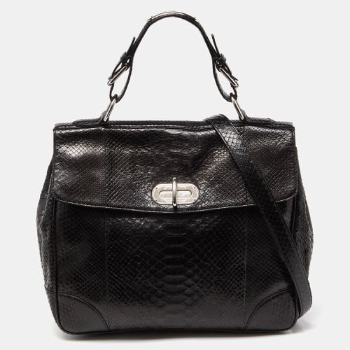 Ralph Lauren Black Python Flap Buckle Top Handle Bag - Ralph Lauren - Modalova