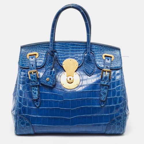 Ralph Lauren Blue Shine Crocodile Ricky 33 Tote - Ralph Lauren - Modalova