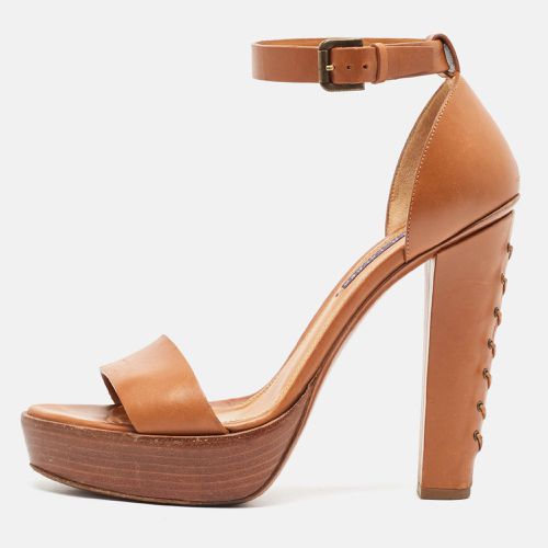 Ralph Lauren Brown Leather Ankle Strap Sandals 40 - Ralph Lauren - Modalova