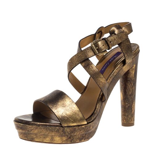 Ralph Lauren Two Tone Leather Estrid Platform Ankle Strap Sandals Size 39.5 - Ralph Lauren - Modalova