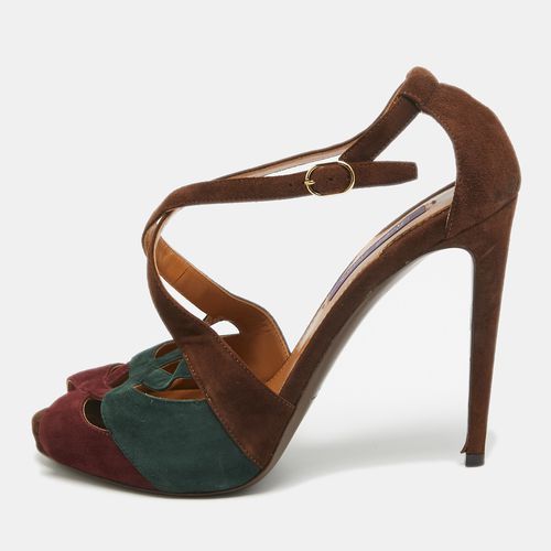 Ralph Lauren Tricolor Suede Cut Out Ankle Strap Sandals Size 38 - Ralph Lauren - Modalova