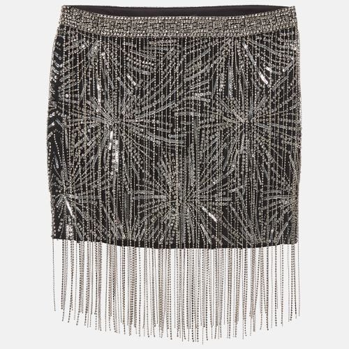 Retrofete Silver/Black Sequined Mini Skirt XXS - Retrofete - Modalova