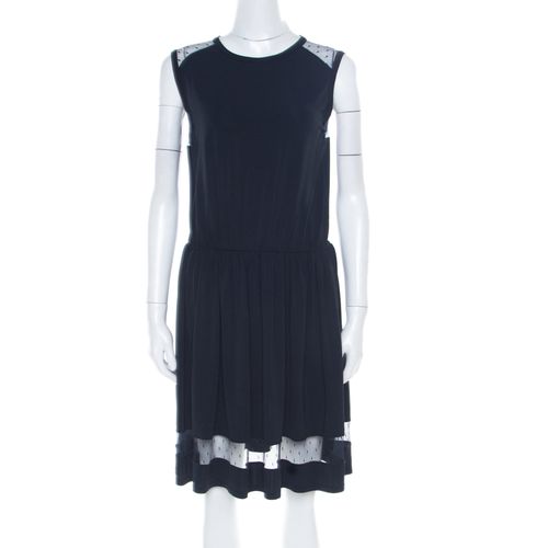 RED Valentino Navy Blue Sheer Lace Panel Insert Sleeveless Sheath Dress XL - RED Valentino - Modalova