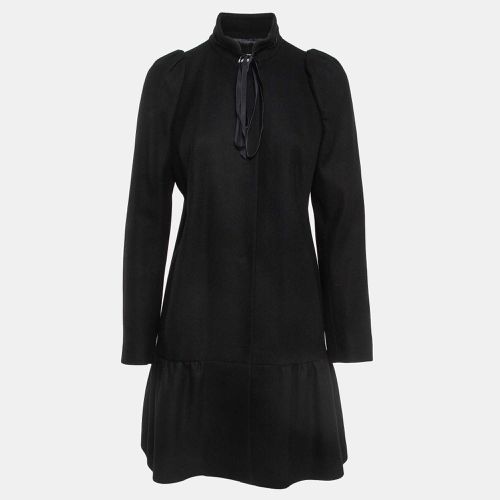 RED Valentino Black Wool Blend Ruffled Mini Overcoat L - RED Valentino - Modalova