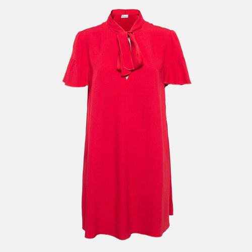 RED Valentino Red Crepe Tie-Up Neck Ruffled Mini Dress M - RED Valentino - Modalova