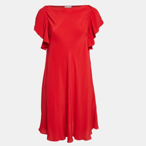 RED Valentino Red Crepe Ruffled Sleeve Mini Dress S - RED Valentino - Modalova