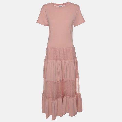 RED Valentino Pink Cotton and Lace T-shirt Long Dress XS - RED Valentino - Modalova