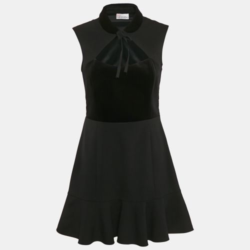 RED Valentino Black Wool Blend and Velvet Sleeveless Mini Dress L - RED Valentino - Modalova