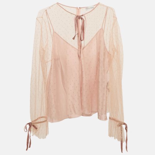 RED Valentino Pink Tulle Tie-Up Detail Blouse XL - RED Valentino - Modalova