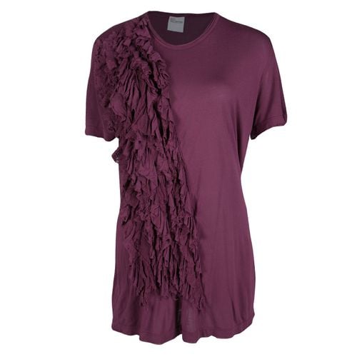 RED Valentino Burgundy Ruffle Detail Short Sleeve Top L - RED Valentino - Modalova