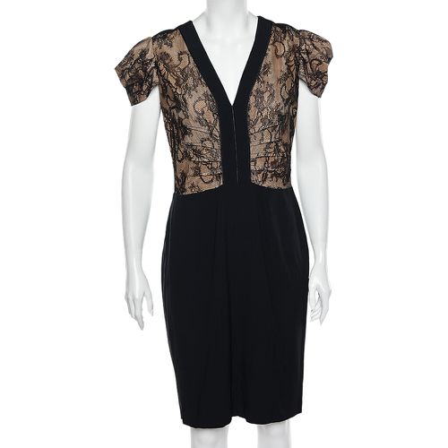 RED Valentino Black Lace & Crepe Paneled Midi Dress L - RED Valentino - Modalova