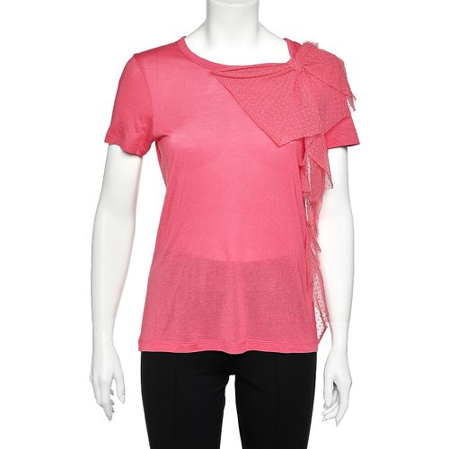 RED Valentino Pink Modal Knit Bow Detail T-shirt L - RED Valentino - Modalova