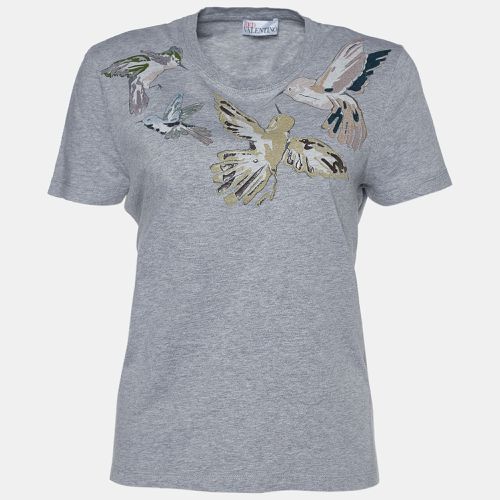 RED Valentino Grey Cotton Bird Print Short Sleeve T-Shirt L - RED Valentino - Modalova