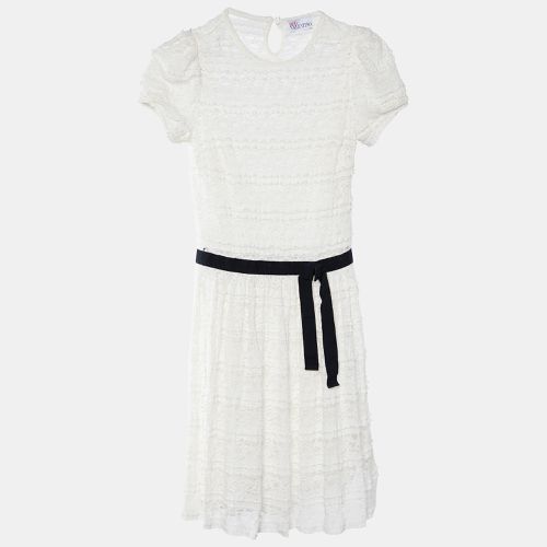 RED Valentino White Lace Contrast Bow Detail Mini Dress S - RED Valentino - Modalova