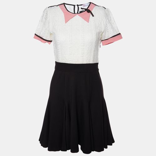 RED Valentino White Lace & Black Jersey Mini Dress S - RED Valentino - Modalova