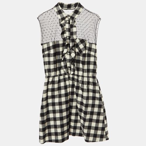 RED Valentino Black checked Cotton Sleeveless Mini Shirt Dress M - RED Valentino - Modalova