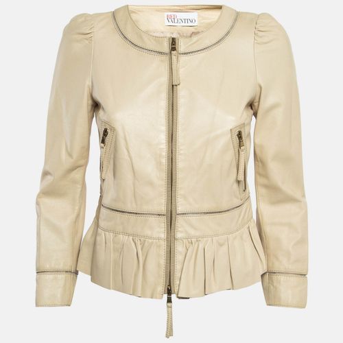 RED Valentino Cream Peplum Leather Jacket S - RED Valentino - Modalova