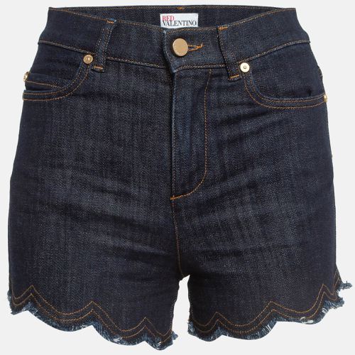 RED Valentino Dark Blue Denim Fringed Shorts S - RED Valentino - Modalova