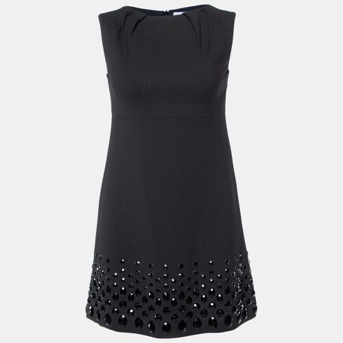 RED Valentino Black Crepe Crystal Embellished Sleeveless Dress S - RED Valentino - Modalova