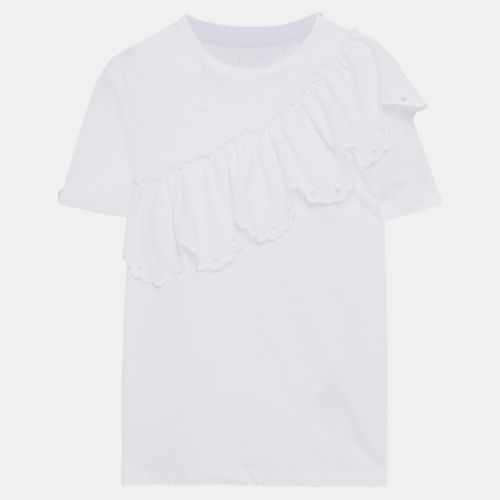 Red Valentino White Cotton & Mesh Ruffled Top M - RED Valentino - Modalova