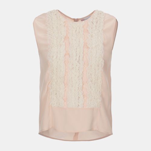 Red Valentino Peach Silk Ruffled Sleeveless Top S (IT 40) - RED Valentino - Modalova