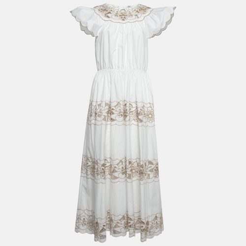 RED Valentino White Embroidered Poplin Tiered Maxi Dress M - RED Valentino - Modalova