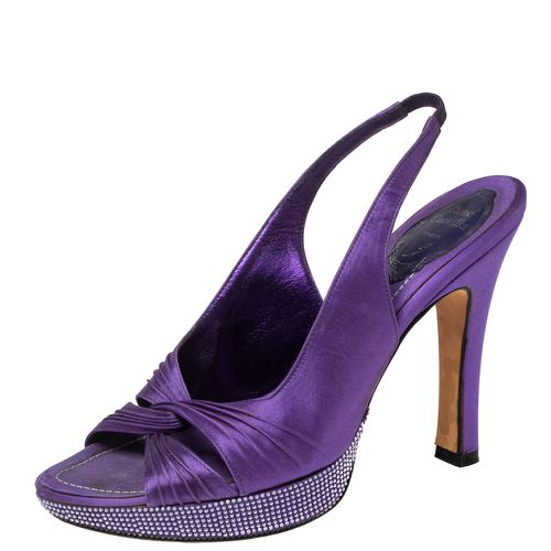 René Caovilla Purple Satin Slingback Sandals Size 37.5 - René Caovilla - Modalova