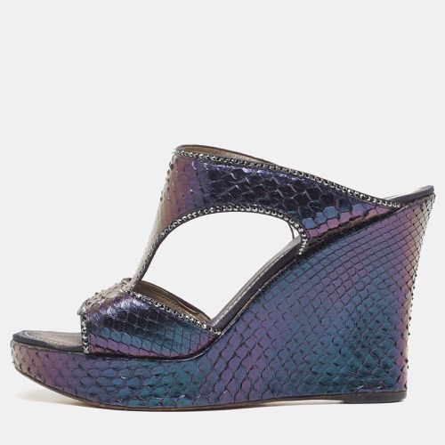 René Caovilla Python Crystal Embellished Wedge Sandals Size 37 - René Caovilla - Modalova