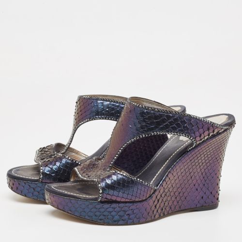 René Caovilla Python Crystal Embellished Wedge Sandals Size 37 - René Caovilla - Modalova