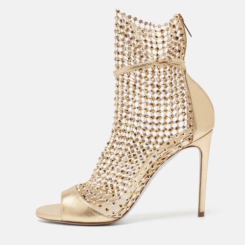 Rene Caovilla Gold Lace And Leather Crystal Embellished Galaxia Sandals Size 39 - René Caovilla - Modalova