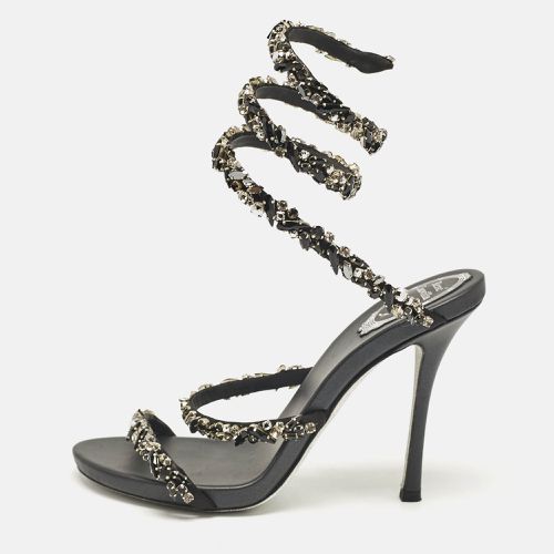 René Caovilla Satin Crystal Embellished Cleo Sandals Size 38.5 - René Caovilla - Modalova