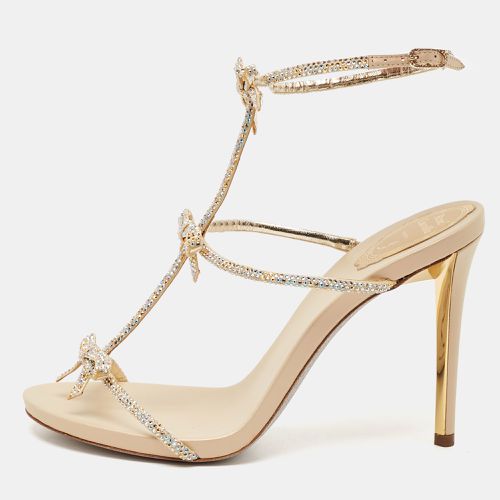 René Caovilla Beige Leather and Crystal Caterina Sandals Size 40 - René Caovilla - Modalova