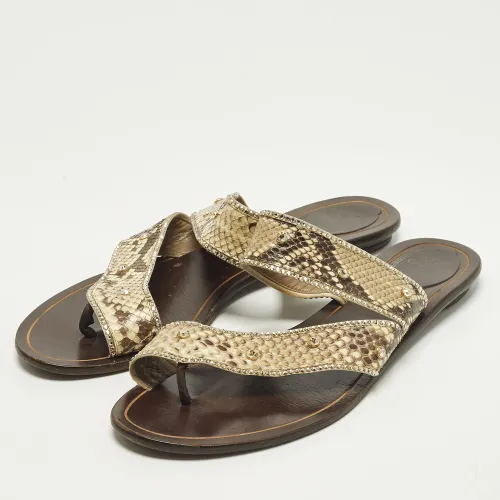 René Caovilla Size 40 Python Leather Crystal Embellished Flat Sandals - René Caovilla - Modalova