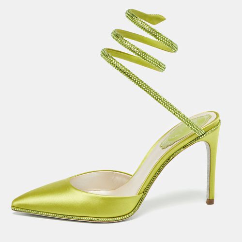 René Caovilla Green Satin Crystal Embellished Cleo Pumps Size 36 - René Caovilla - Modalova