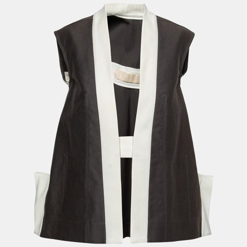 Rick Owens Darkdust Brown Cotton Asymmetric Hem Contrast Trim Sleeveless Jacket S - Rick Owens - Modalova