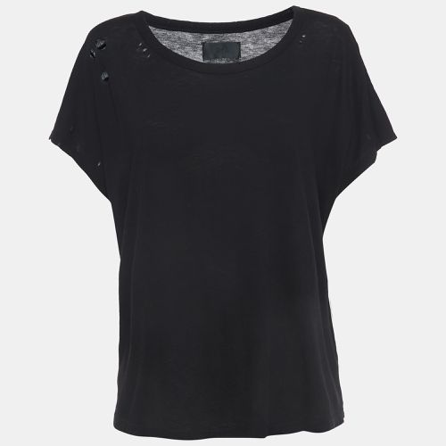 RTA Black Cotton Distressed Crop T-Shirt L - RTA - Modalova