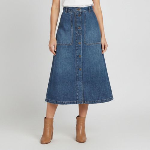 Denim Button Down Midi Skirt L - Weekend Max Mara - Modalova