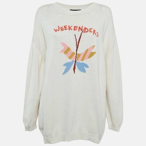 Weekend Max Mara White Butterfly Patterned Cotton Knit Jumper XL - Weekend Max Mara - Modalova